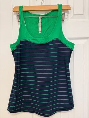 Lululemon Women’s Green & Navy Striped Tank Top